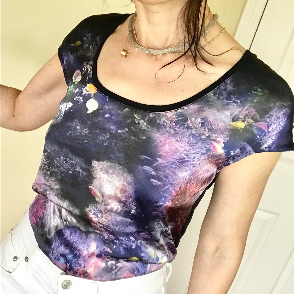Trouve Nordstrom women short sleeve  blouse top